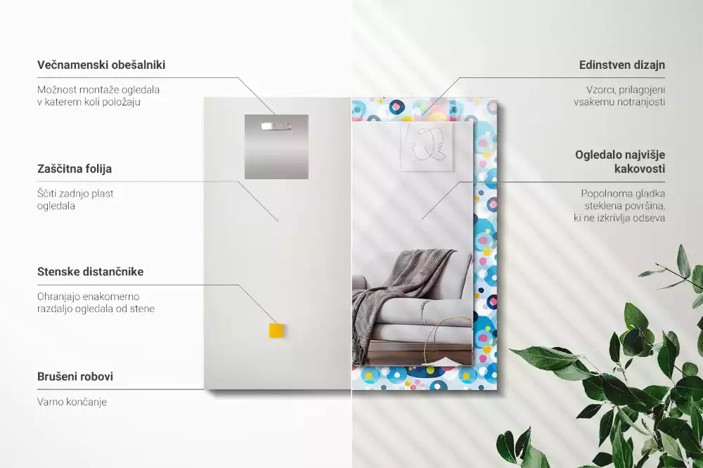 Obdélníkové dekorační zrcadlo Barevné abstraktní vzory