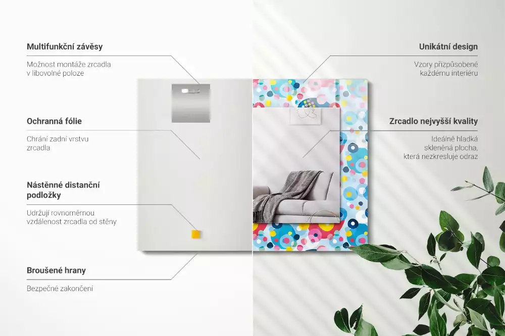 Obdélníkové dekorační zrcadlo Barevné abstraktní vzory