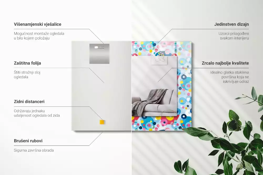 Obdélníkové dekorační zrcadlo Barevné abstraktní vzory