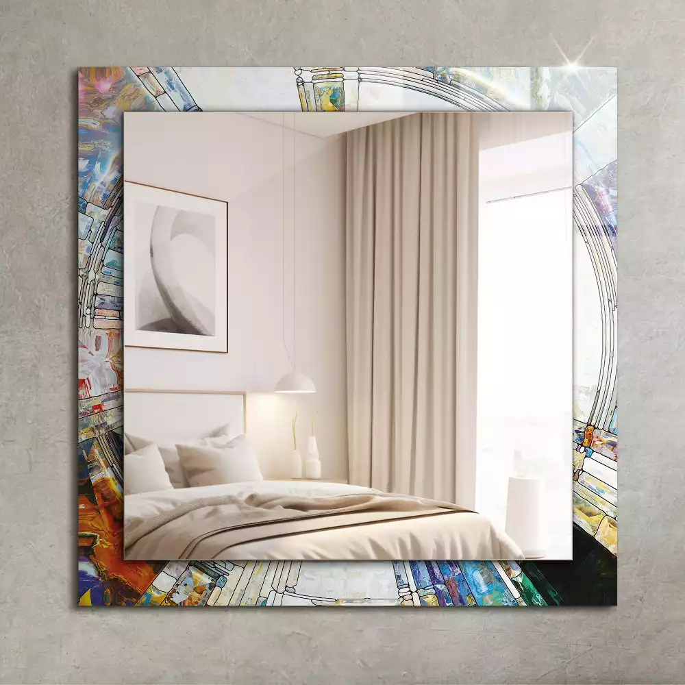 Obdélníkové dekorační zrcadlo Abstraktní mozaika kruhů