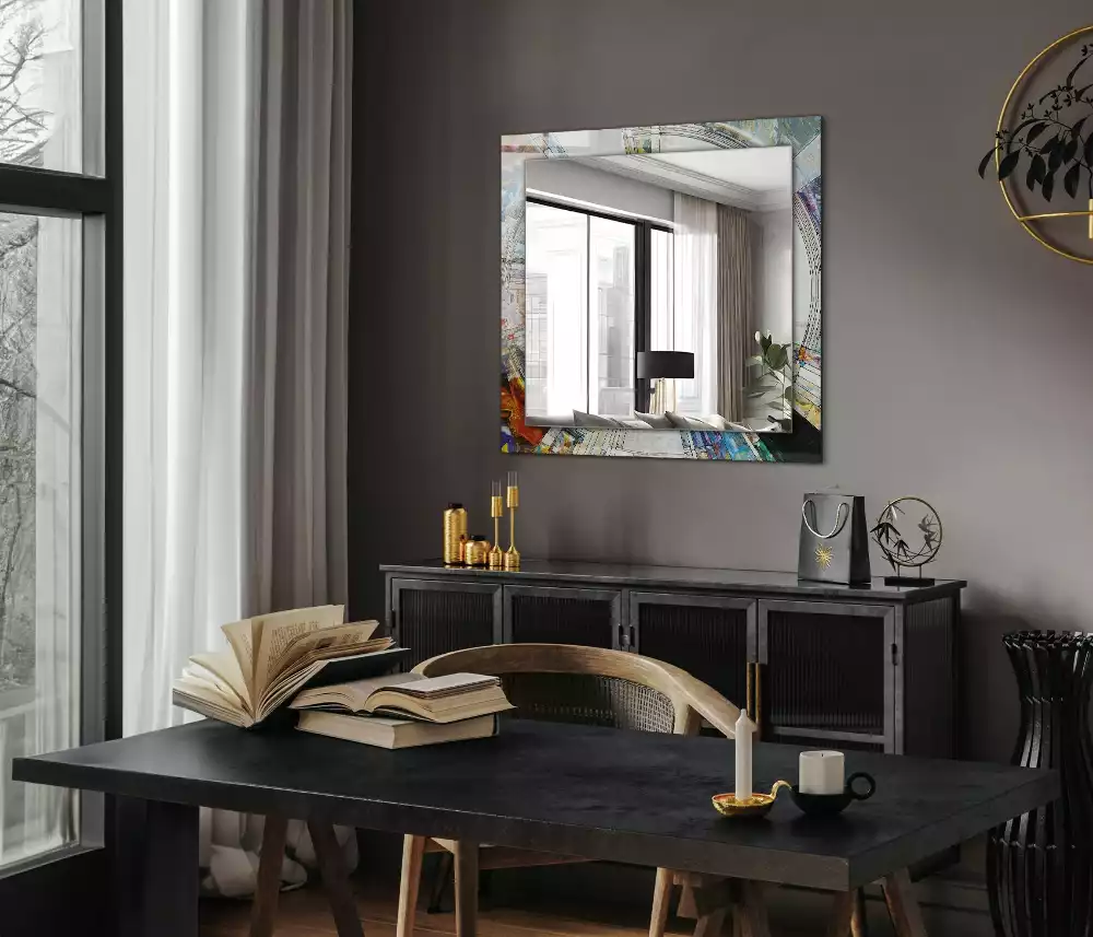 Obdélníkové dekorační zrcadlo Abstraktní mozaika kruhů