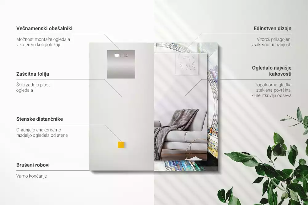 Obdélníkové dekorační zrcadlo Abstraktní mozaika kruhů