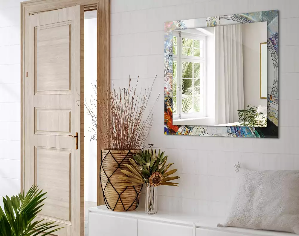 Obdélníkové dekorační zrcadlo Abstraktní mozaika kruhů