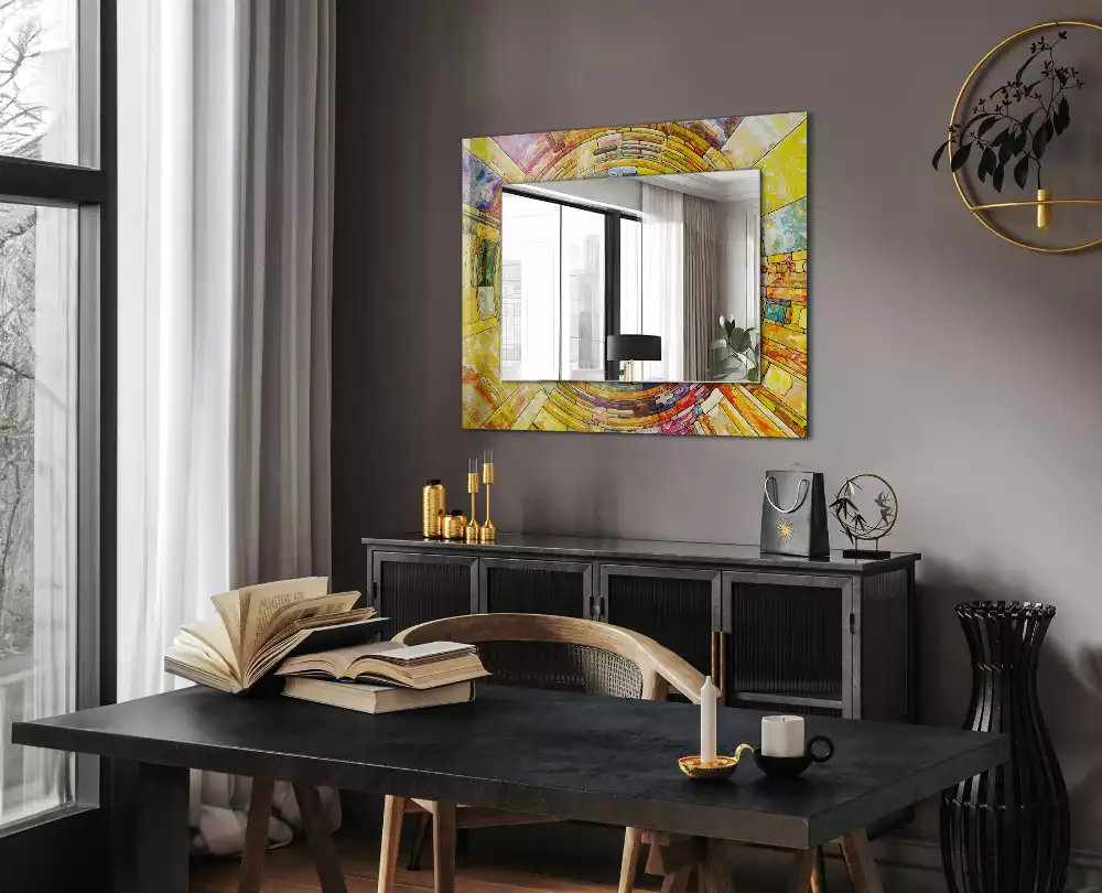 Obdélníkové dekorační zrcadlo Barevná abstraktní mozaika