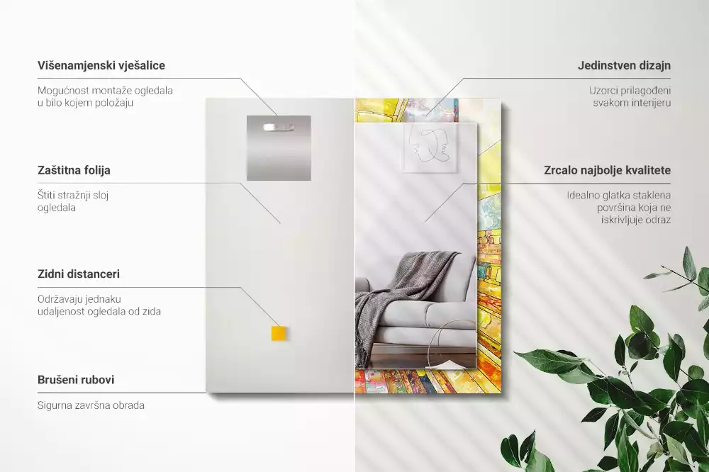 Obdélníkové dekorační zrcadlo Barevná abstraktní mozaika