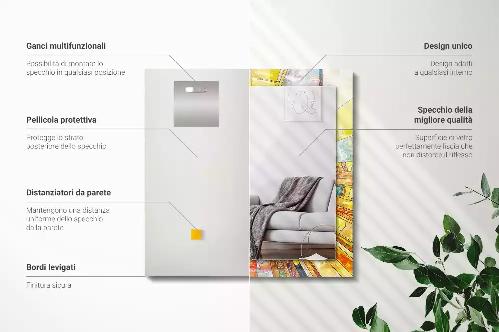 Obdélníkové dekorační zrcadlo Barevná abstraktní mozaika