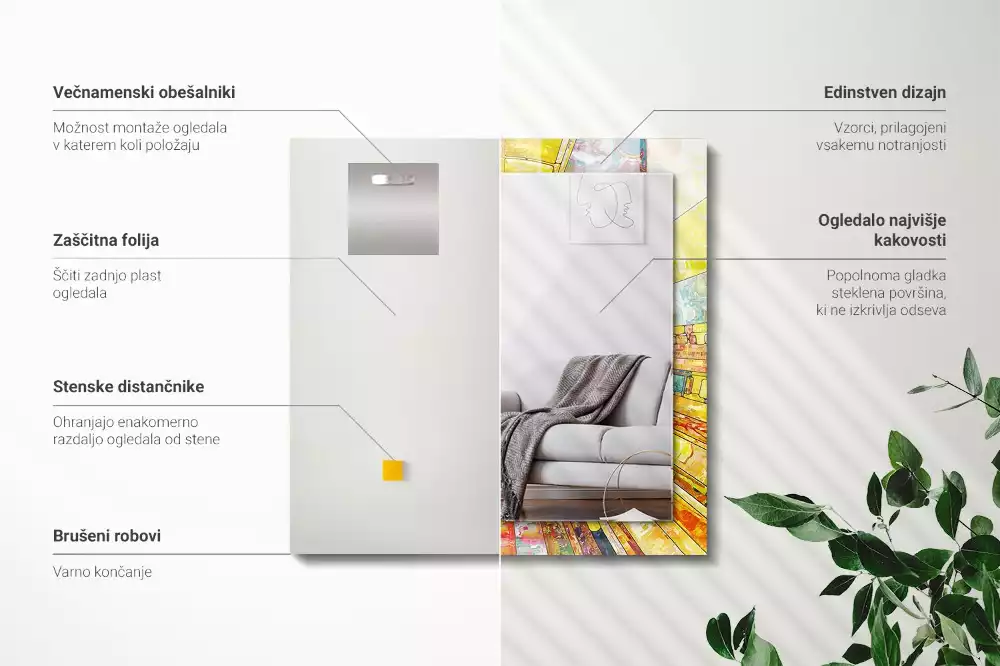 Obdélníkové dekorační zrcadlo Barevná abstraktní mozaika