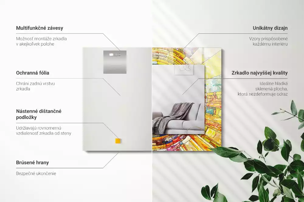 Obdélníkové dekorační zrcadlo Barevná abstraktní mozaika