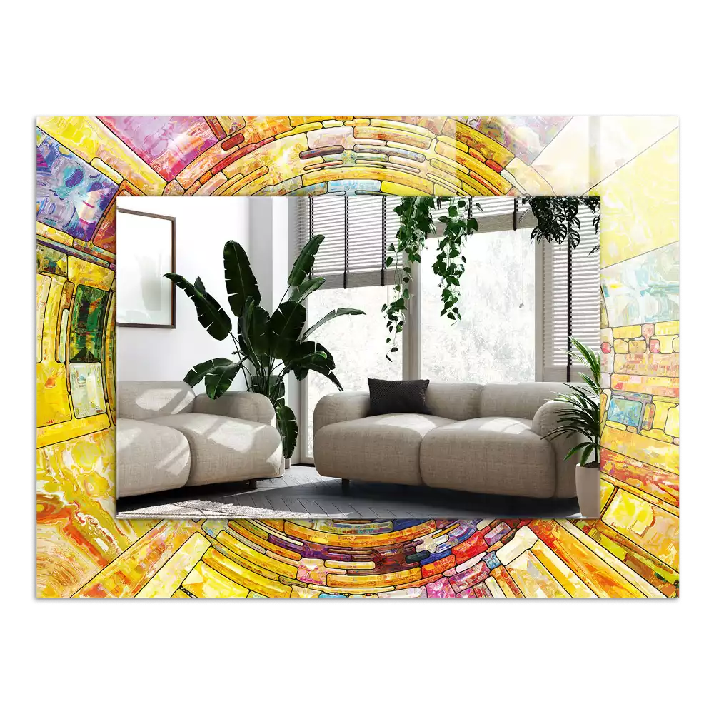 Obdélníkové dekorační zrcadlo Barevná abstraktní mozaika