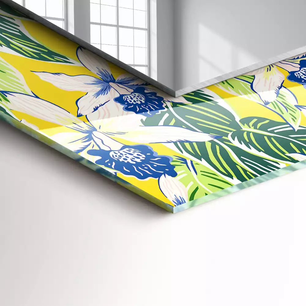 Obdélníkové dekorační zrcadlo Květiny a listy