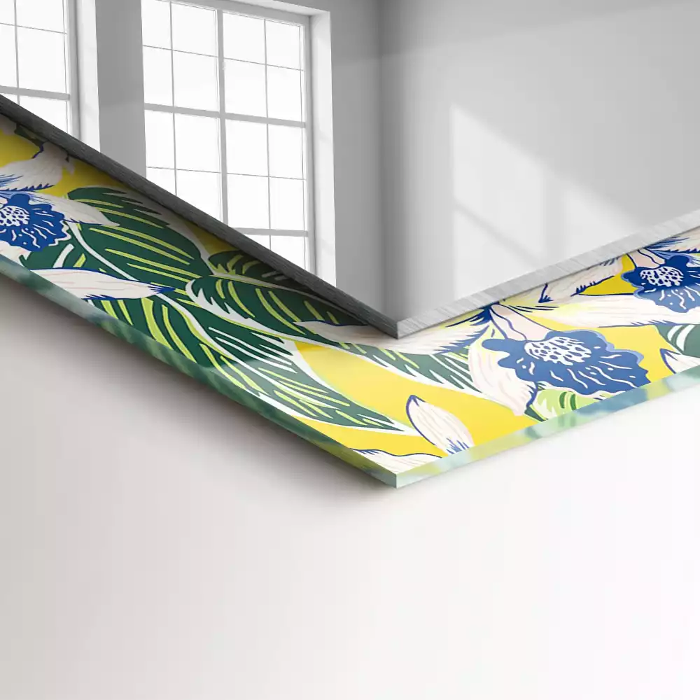 Obdélníkové dekorační zrcadlo Květiny a listy