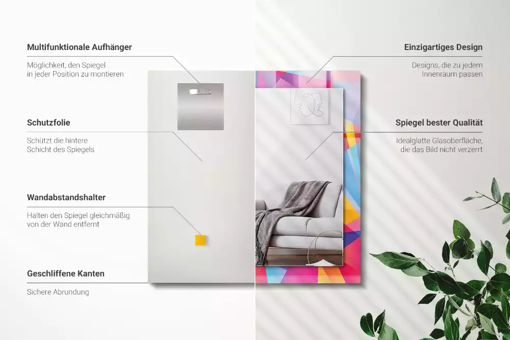 Obdélníkové dekorační zrcadlo Barevné geometrické vzory