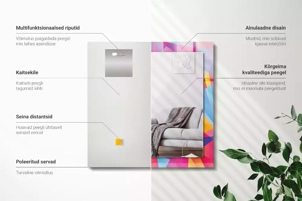 Obdélníkové dekorační zrcadlo Barevné geometrické vzory