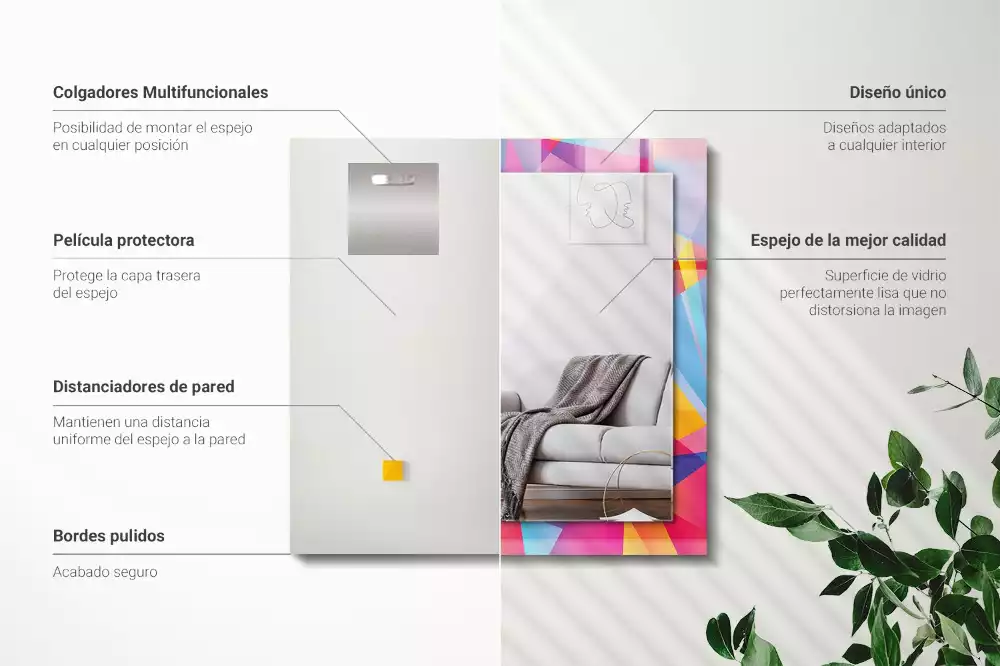 Obdélníkové dekorační zrcadlo Barevné geometrické vzory