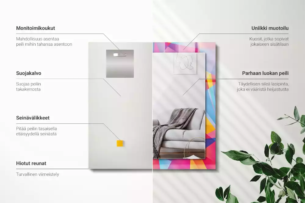 Obdélníkové dekorační zrcadlo Barevné geometrické vzory