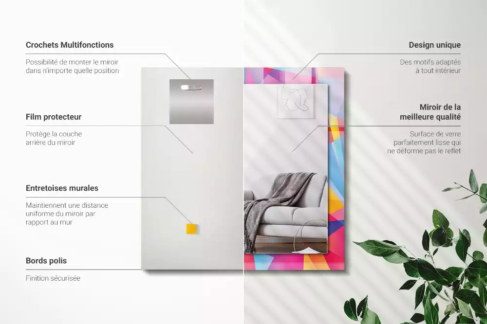 Obdélníkové dekorační zrcadlo Barevné geometrické vzory