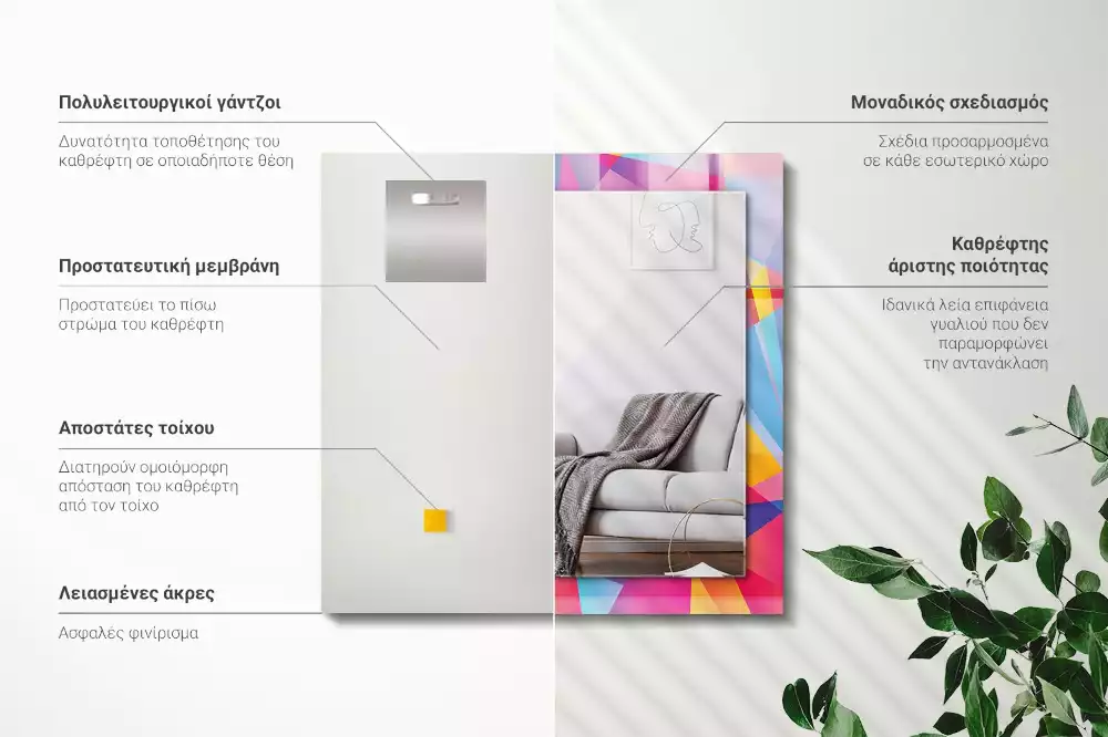 Obdélníkové dekorační zrcadlo Barevné geometrické vzory