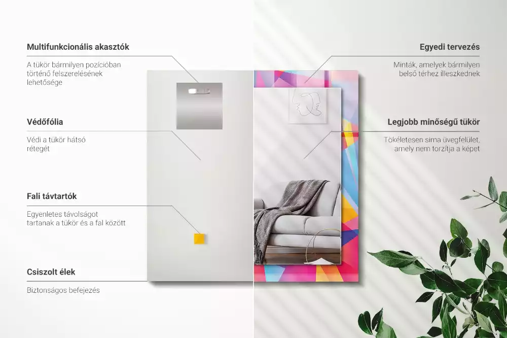 Obdélníkové dekorační zrcadlo Barevné geometrické vzory