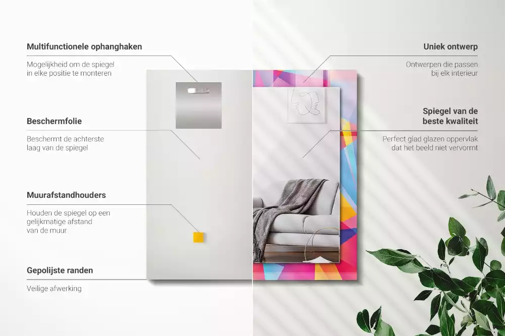 Obdélníkové dekorační zrcadlo Barevné geometrické vzory