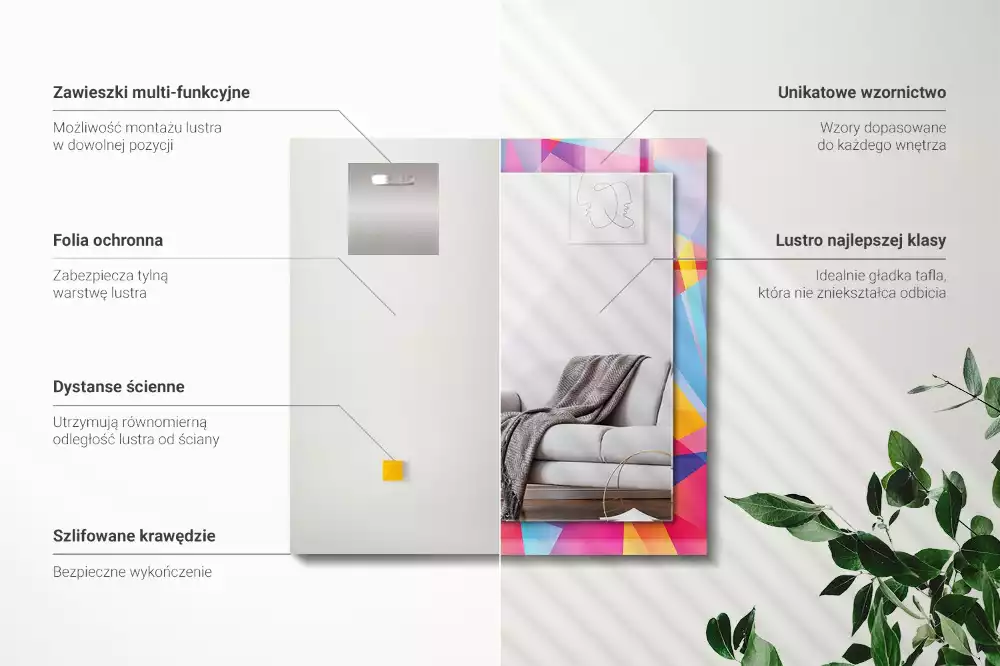 Obdélníkové dekorační zrcadlo Barevné geometrické vzory