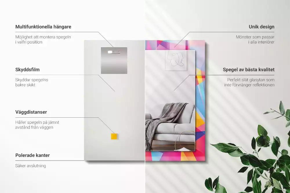 Obdélníkové dekorační zrcadlo Barevné geometrické vzory