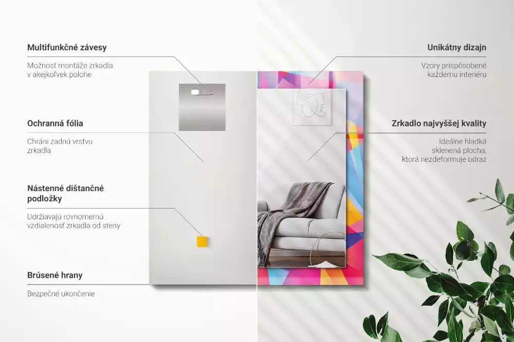 Obdélníkové dekorační zrcadlo Barevné geometrické vzory