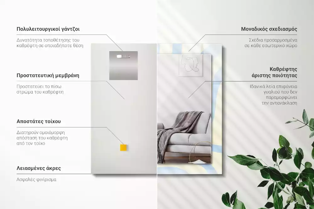 Obdélníkové dekorační zrcadlo Abstraktní vlnité vzory