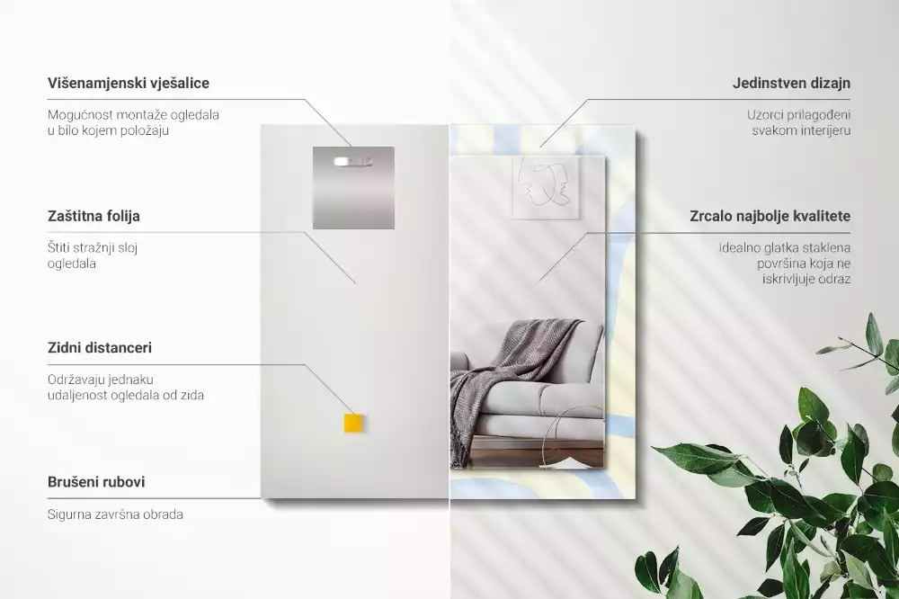 Obdélníkové dekorační zrcadlo Abstraktní vlnité vzory