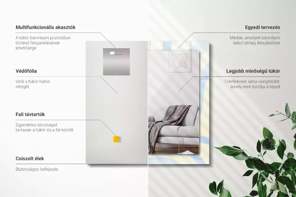 Obdélníkové dekorační zrcadlo Abstraktní vlnité vzory