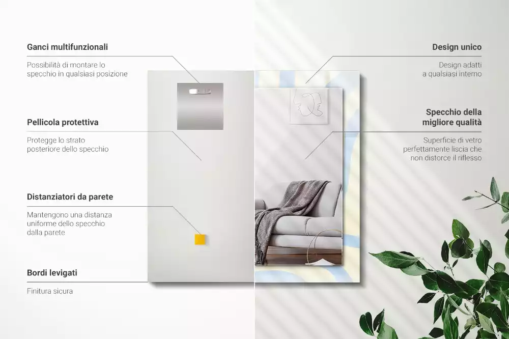 Obdélníkové dekorační zrcadlo Abstraktní vlnité vzory