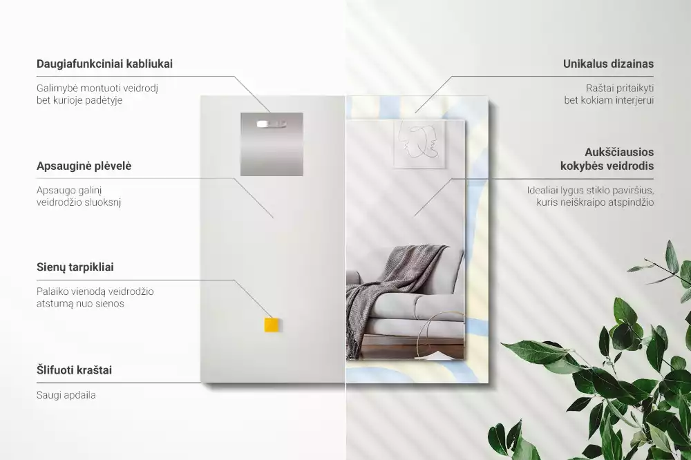 Obdélníkové dekorační zrcadlo Abstraktní vlnité vzory