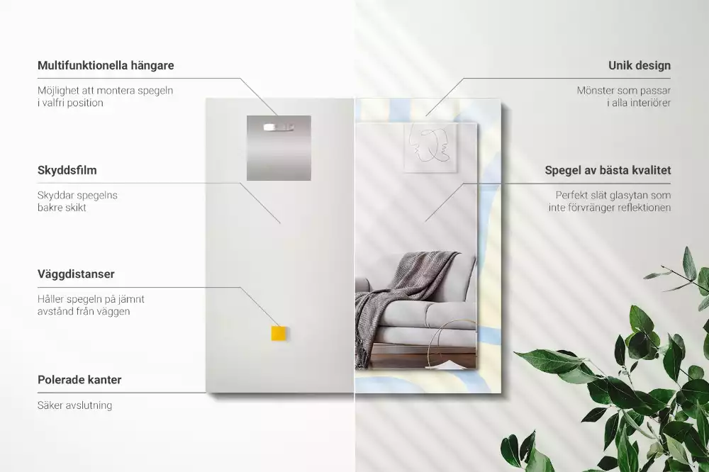 Obdélníkové dekorační zrcadlo Abstraktní vlnité vzory