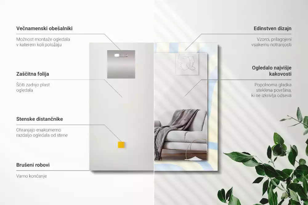 Obdélníkové dekorační zrcadlo Abstraktní vlnité vzory