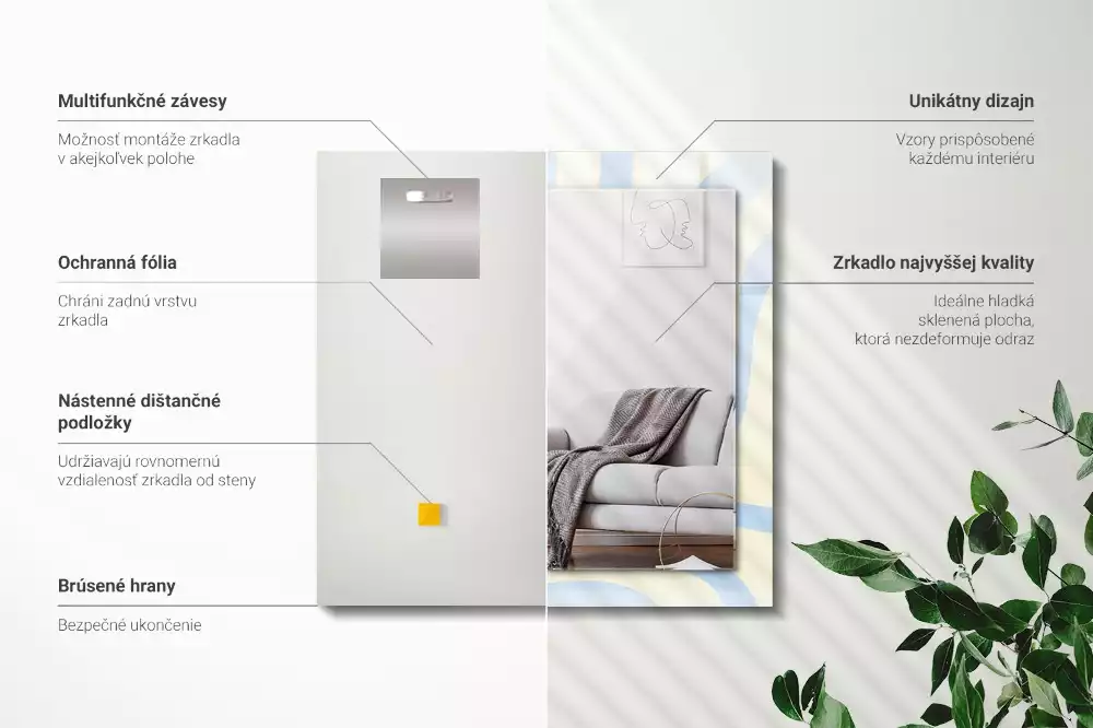 Obdélníkové dekorační zrcadlo Abstraktní vlnité vzory