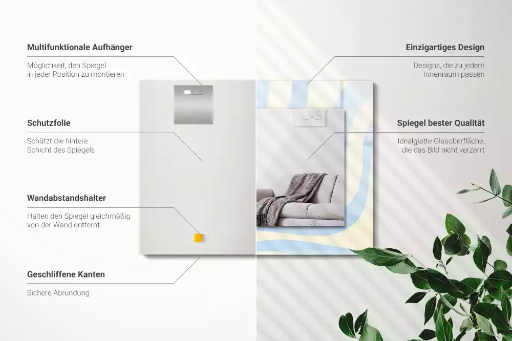 Obdélníkové dekorační zrcadlo Abstraktní vlnité vzory