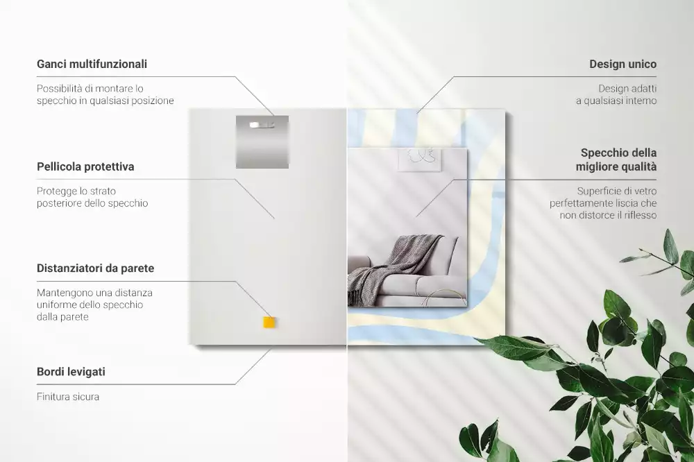 Obdélníkové dekorační zrcadlo Abstraktní vlnité vzory
