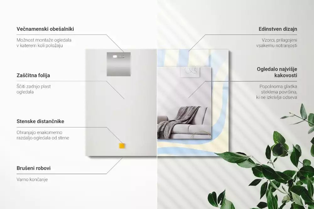 Obdélníkové dekorační zrcadlo Abstraktní vlnité vzory