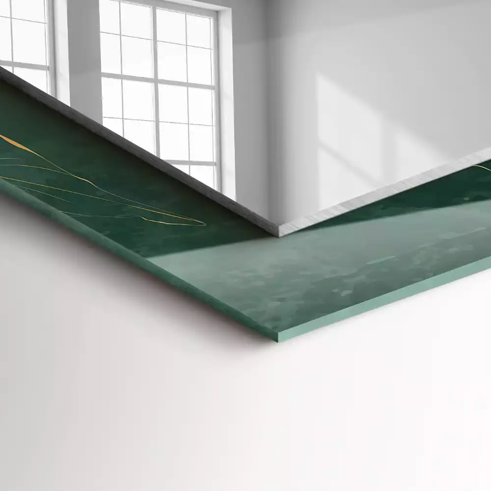 Obdélníkové dekorační zrcadlo Zelené zlaté listy