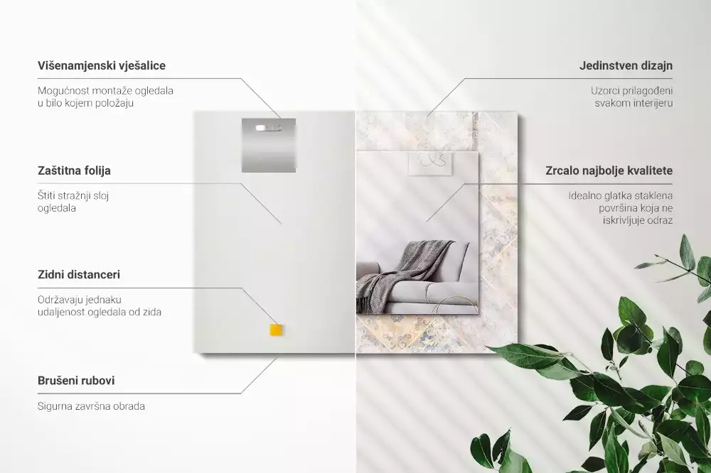 Obdélníkové dekorační zrcadlo Dlaždice se vzory