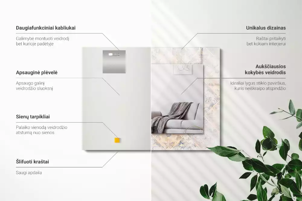 Obdélníkové dekorační zrcadlo Dlaždice se vzory