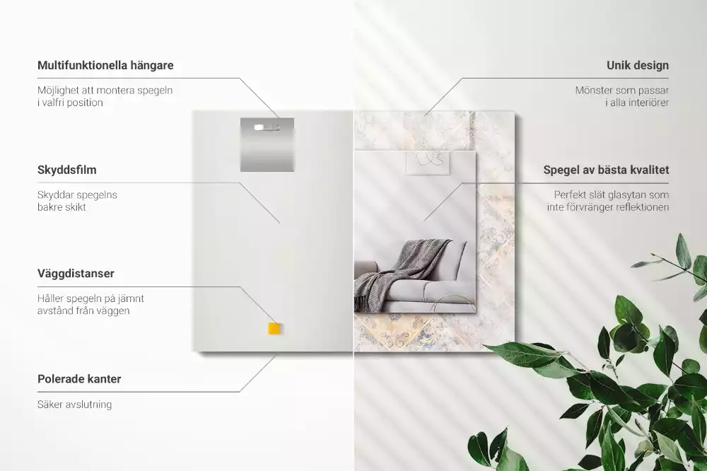 Obdélníkové dekorační zrcadlo Dlaždice se vzory