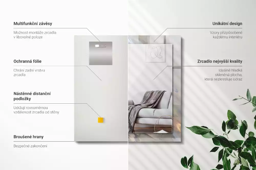 Obdélníkové dekorační zrcadlo Abstraktní barevné vzory