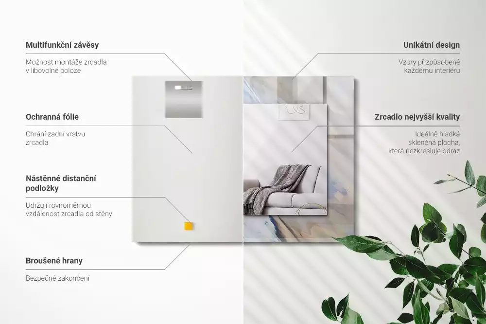 Obdélníkové dekorační zrcadlo Abstraktní barevné vzory