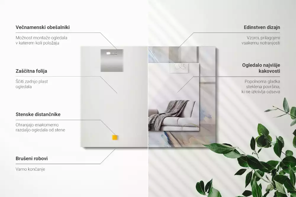 Obdélníkové dekorační zrcadlo Abstraktní barevné vzory