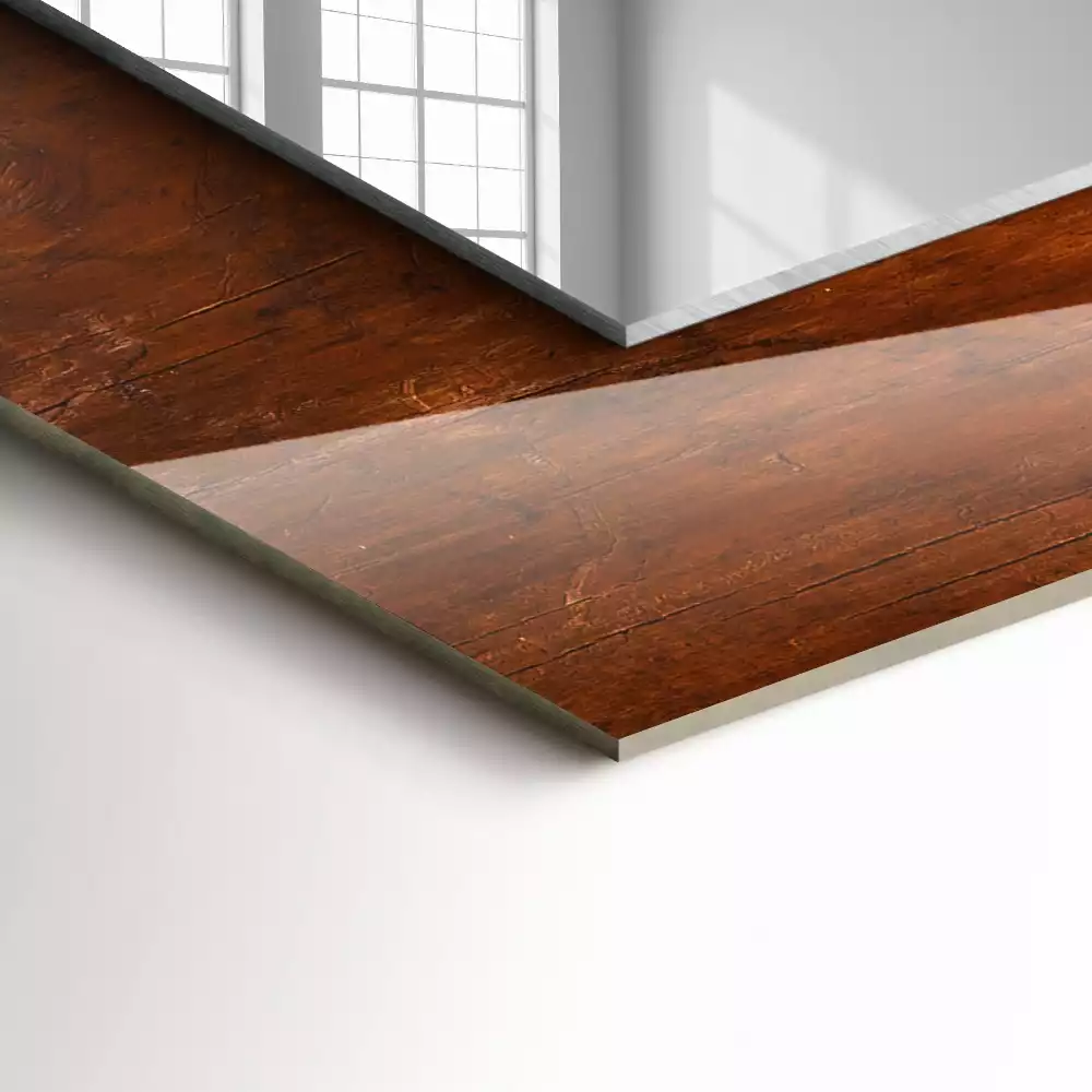 Obdélníkové dekorační zrcadlo Starý dřevěný stůl