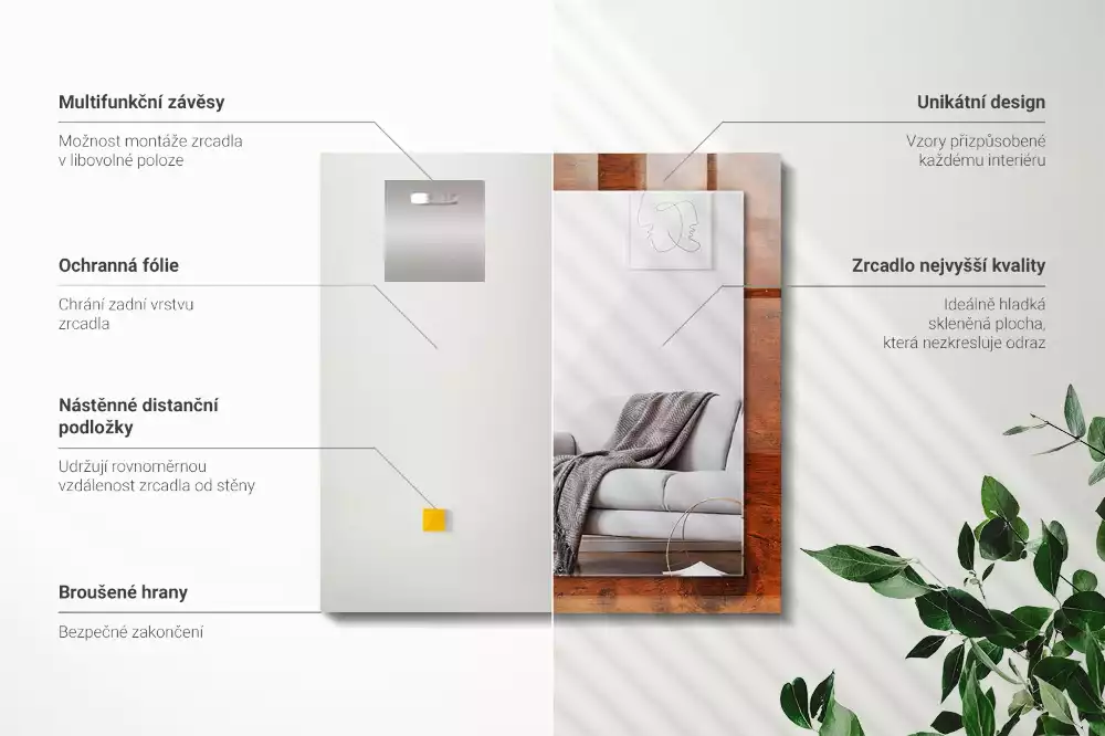 Obdélníkové dekorační zrcadlo Starý dřevěný stůl