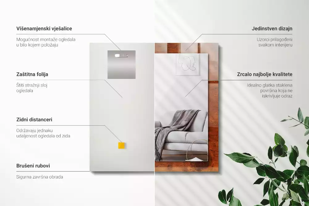 Obdélníkové dekorační zrcadlo Starý dřevěný stůl