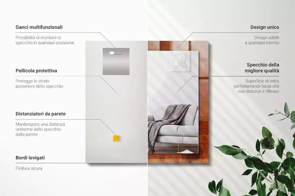 Obdélníkové dekorační zrcadlo Starý dřevěný stůl