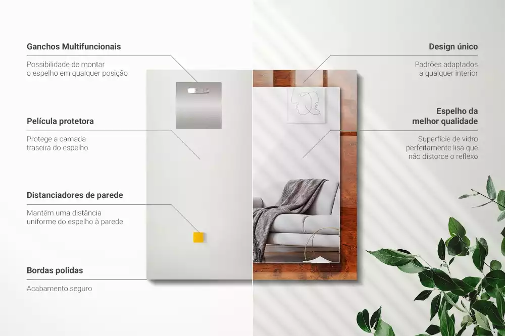 Obdélníkové dekorační zrcadlo Starý dřevěný stůl