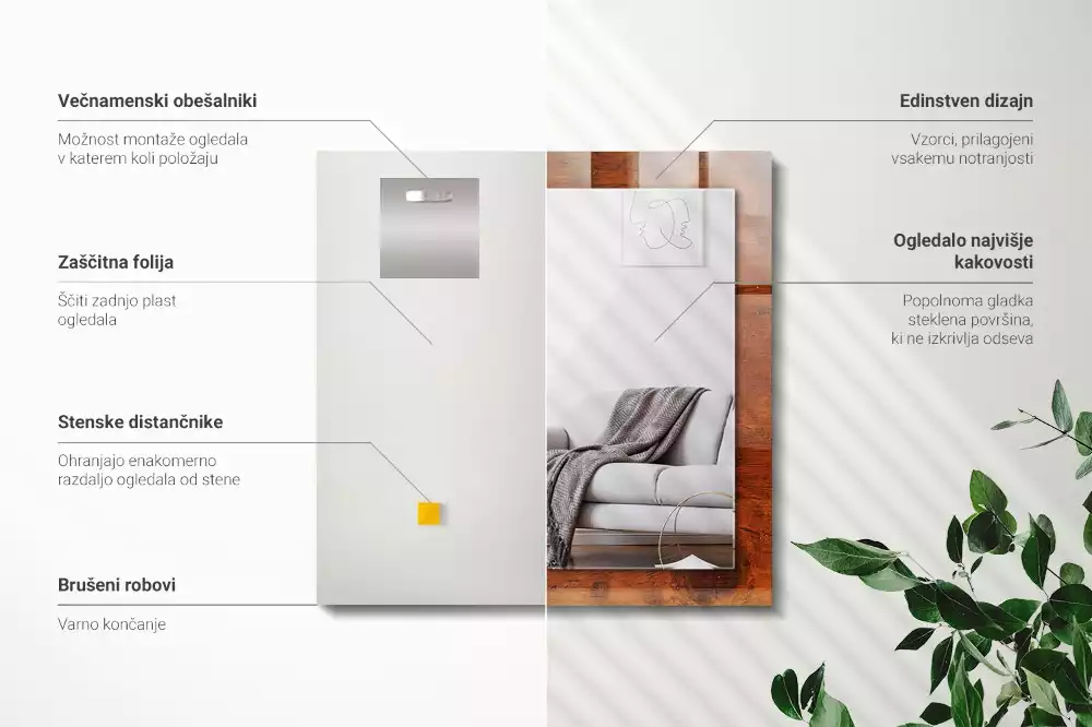 Obdélníkové dekorační zrcadlo Starý dřevěný stůl